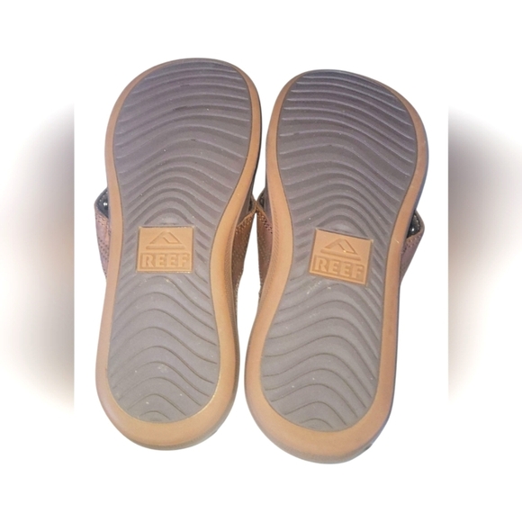 Reef Men's Brown Leather Cushion Lux Thong Flip Flops US 8 EU 40 - Picture 4 of 10